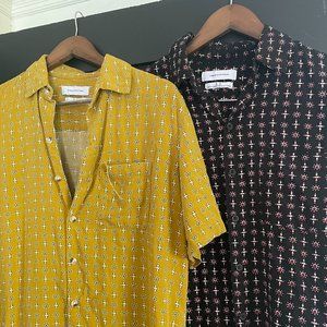 2x Urban Outfitters Printed 100% Viscose Shirts - Mustard & Black